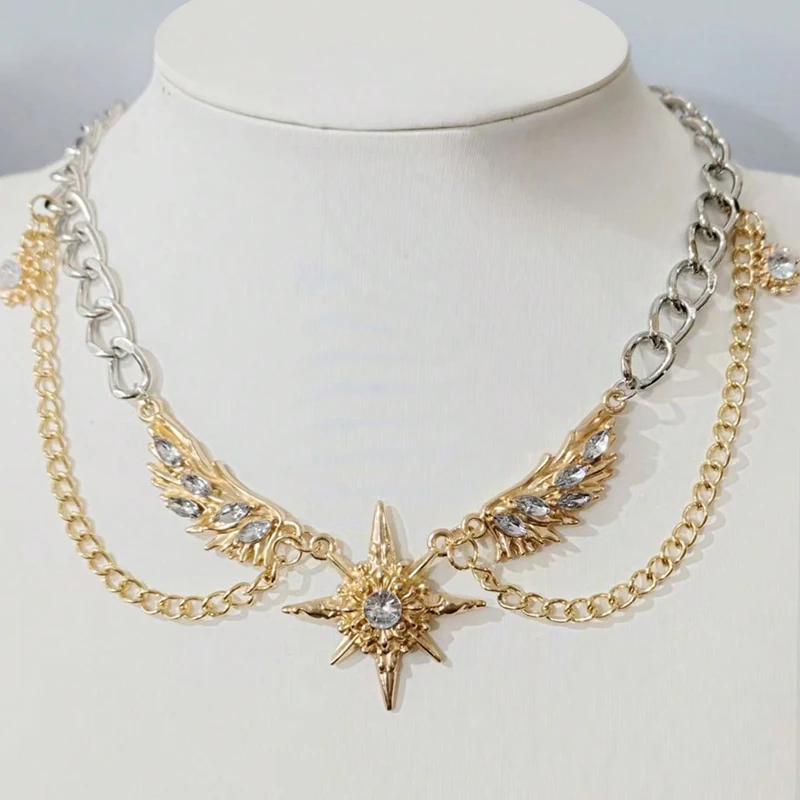 Gothic Punk Gold Color Wings S - Men Accessories Neck Chain ulasan dan harga