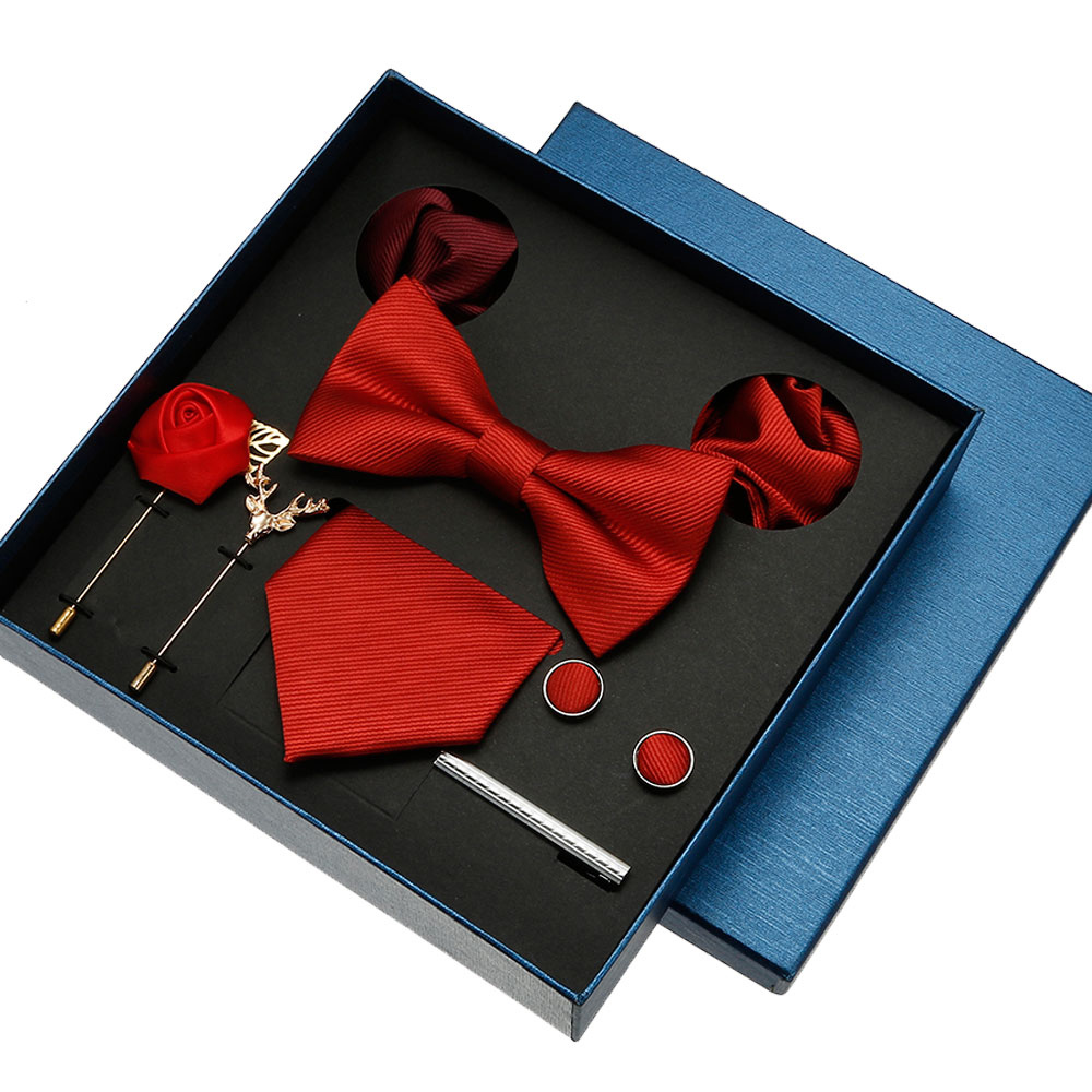 Plain Tie Set For Men Solid Co - Neck Tie Set Box ulasan dan harga